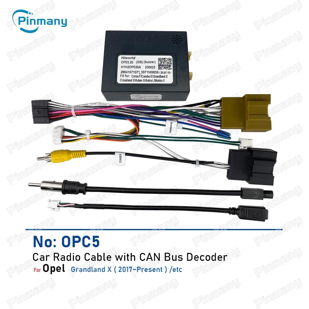 

Автомобильный радиокабель Pinmany OPC5, 16-контактный адаптер жгута проводов питания с декодером шины CAN для Opel Grandland X 2021