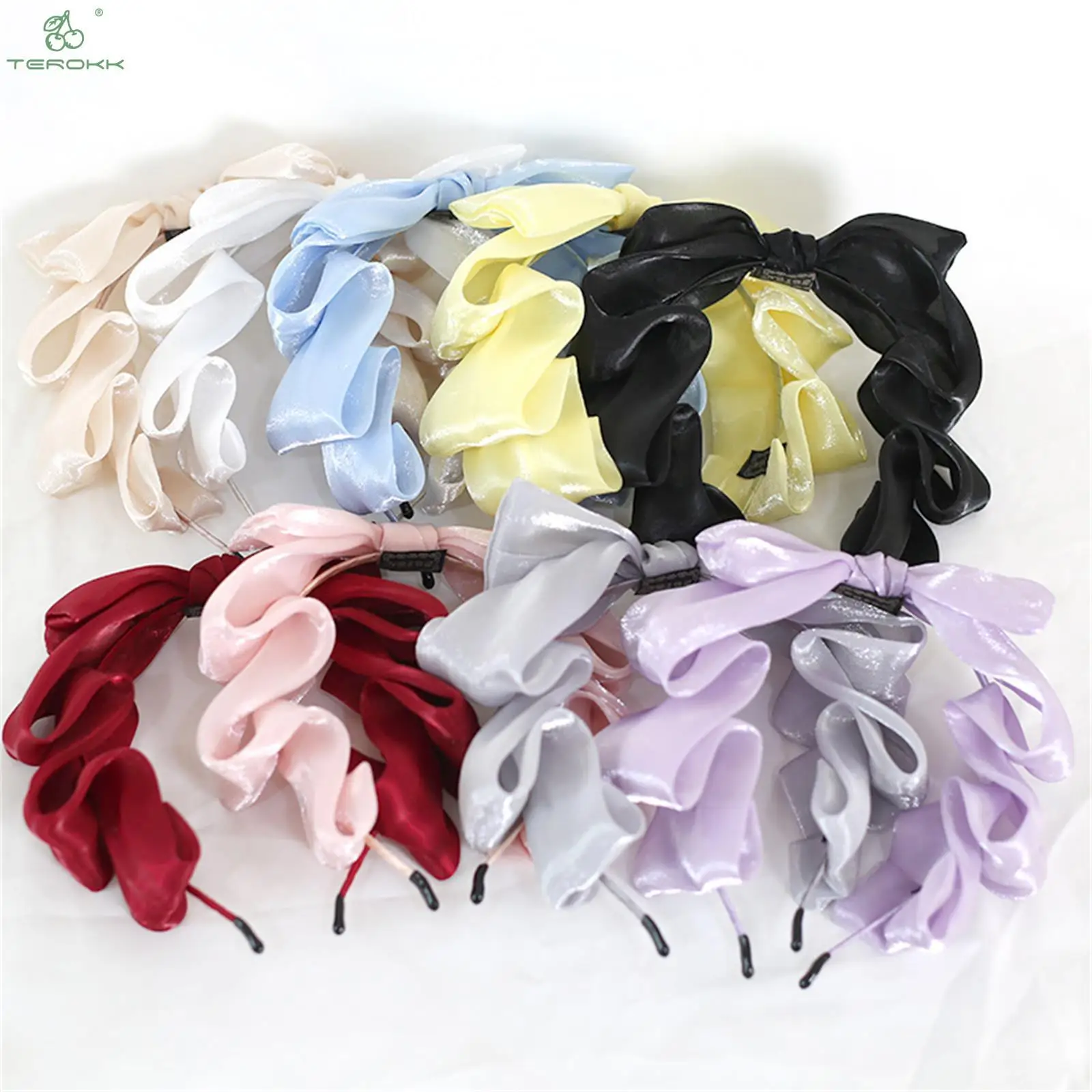 Sweet Lolita Pearlescent Bow Ribbon Headband Women Japanese Anime Maid Lolita Cosplay Headdress Cosplay Hair Hoop Accessories