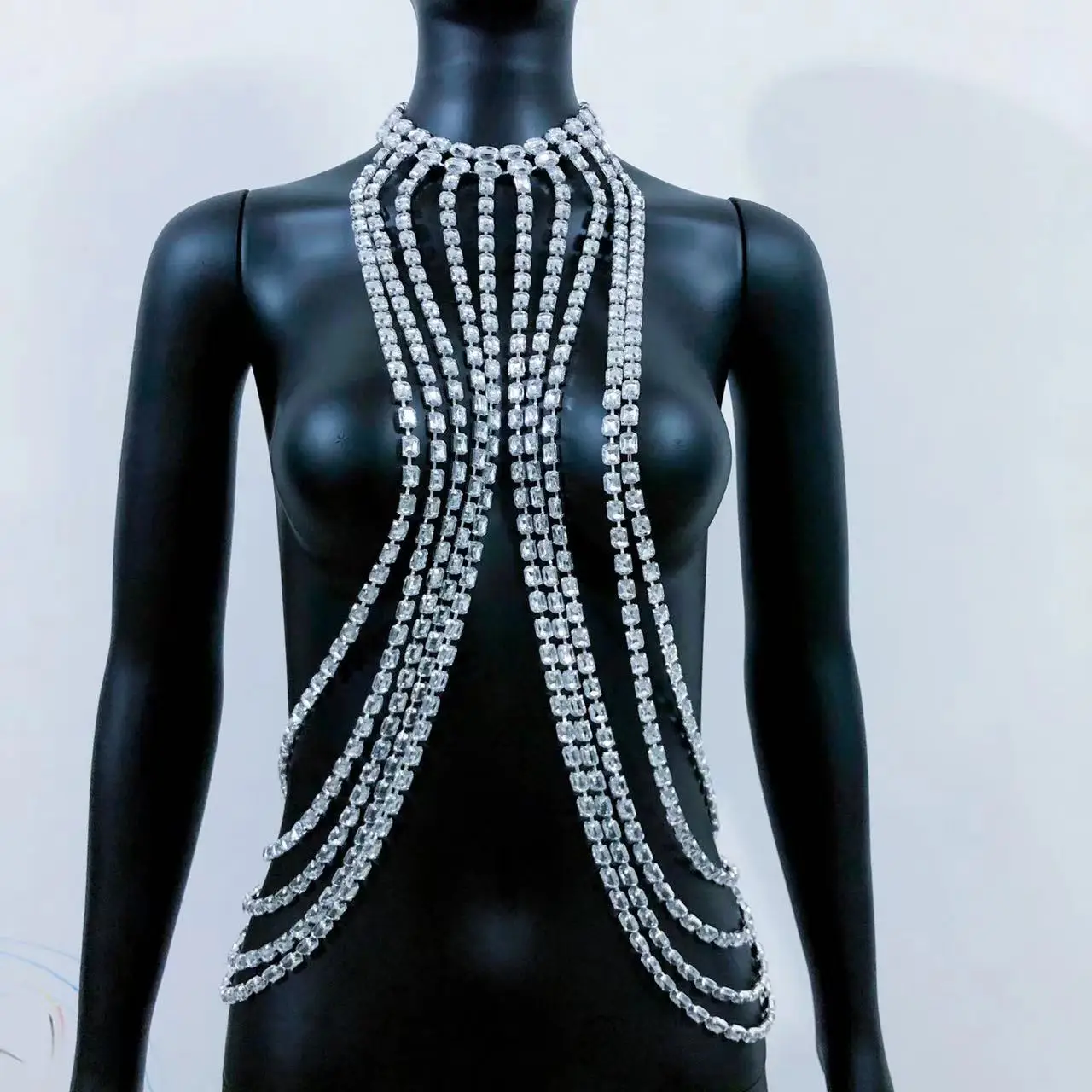 Body Jewelry Fashion Sexy Women's artificial diamond Chest Chain Bikini Sand Beach Bra Night Club Birthday Party Body Chain