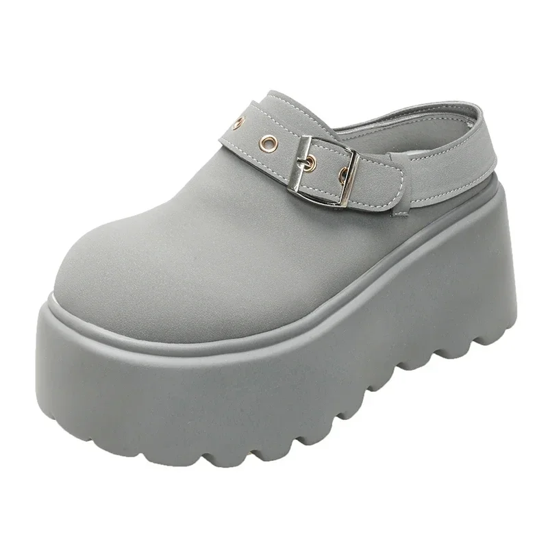 8CM Women's Puck Slippers Platform Flats Boston Clogs Sandals Spring Fashion Outdoor Slip On Beach Sandalias Casual sports shoes