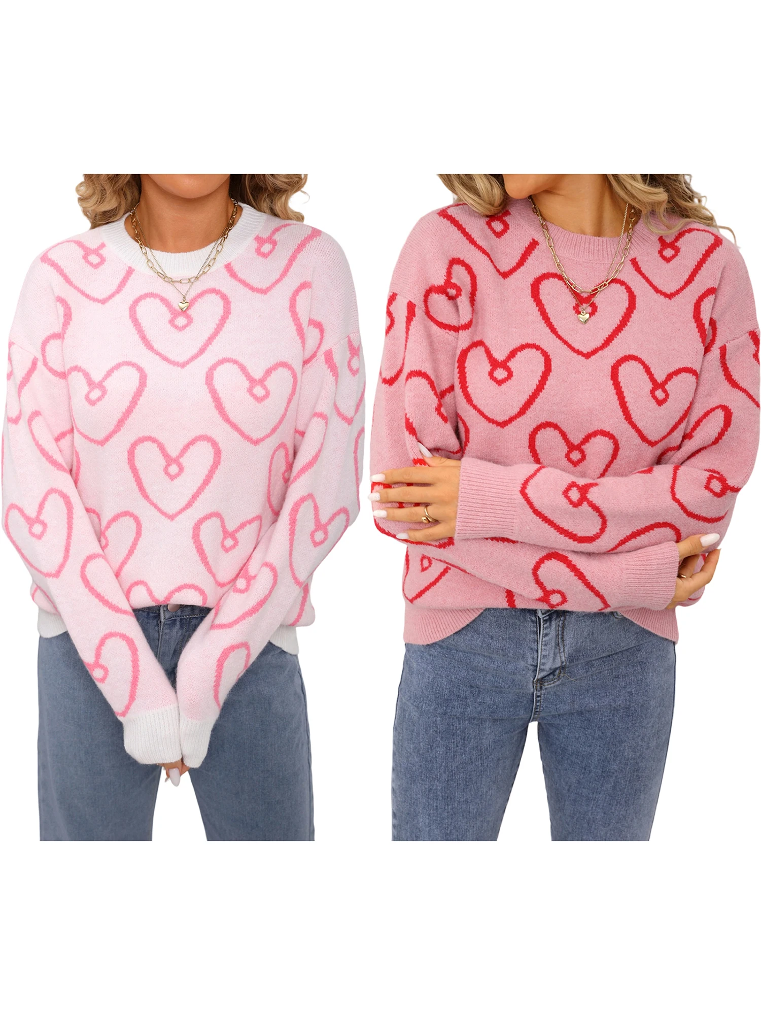 เสื้อสเวตเตอร์ไหมพรมถักแบบสบายๆ สำหรับผู้หญิง แฟชั่นฤดูใบไม้ร่วงฤดูหนาว คอทรงกลม แขนยาว สไตล์ลำลอง