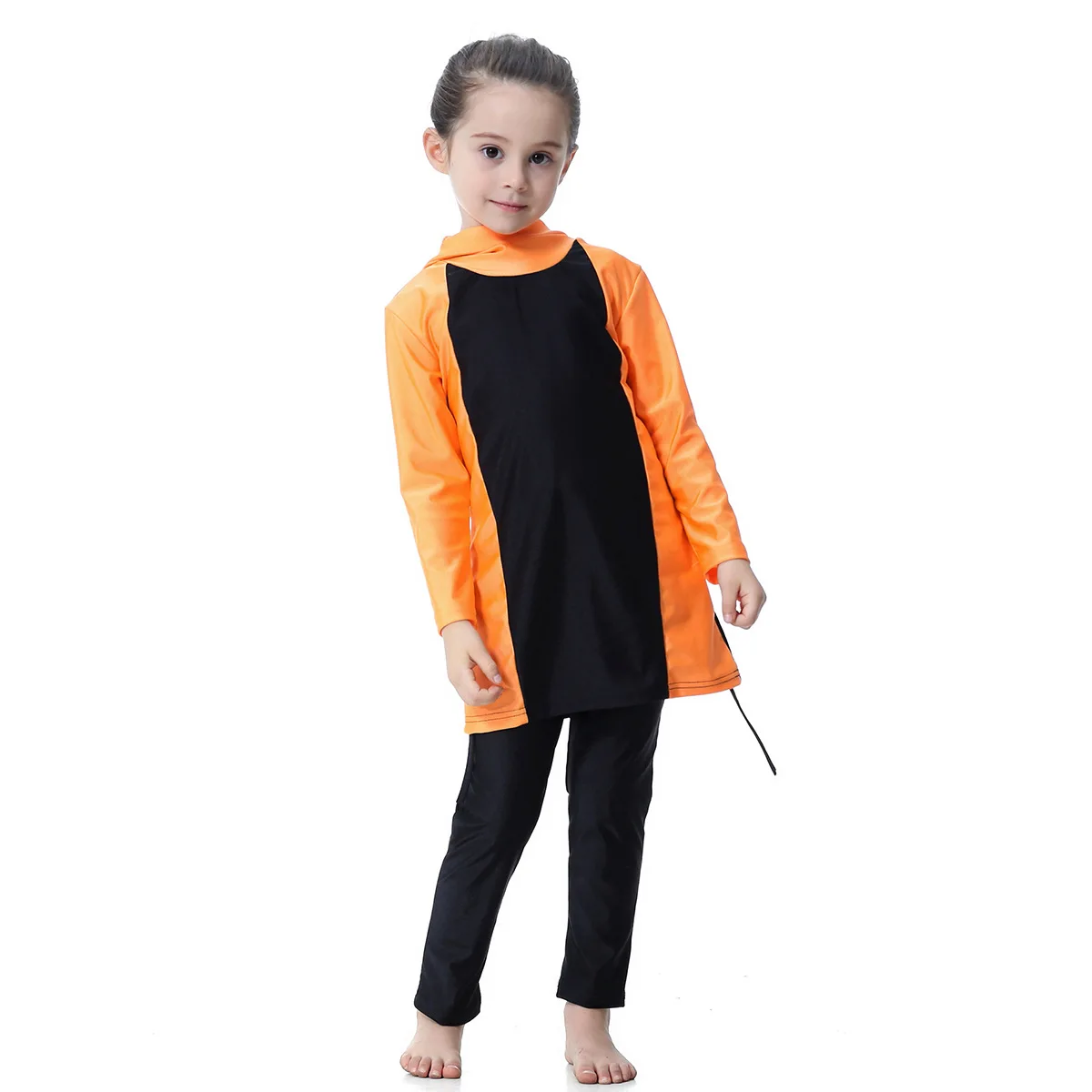 Moslimzwempak voor meisjes traditionele mode Elegante tiener sportkleding Zwempak met hoge stretch Zwarte badmode
