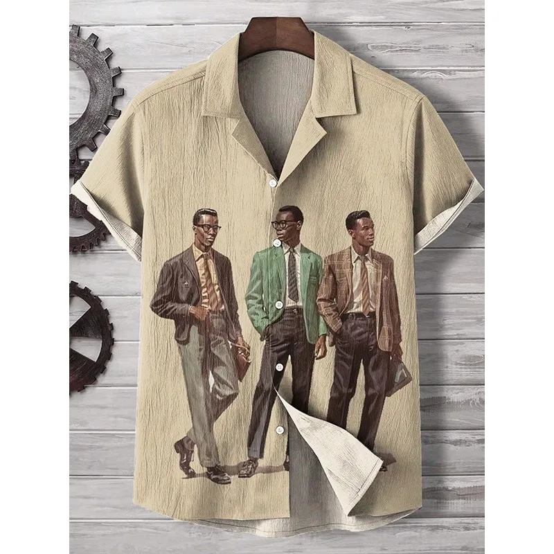 Camicia casual da uomo con stampa arcobaleno Camicie abbottonate estive hipster Harajuku Camicia casual da vacanza estiva Camicia hawaiana da spiaggia