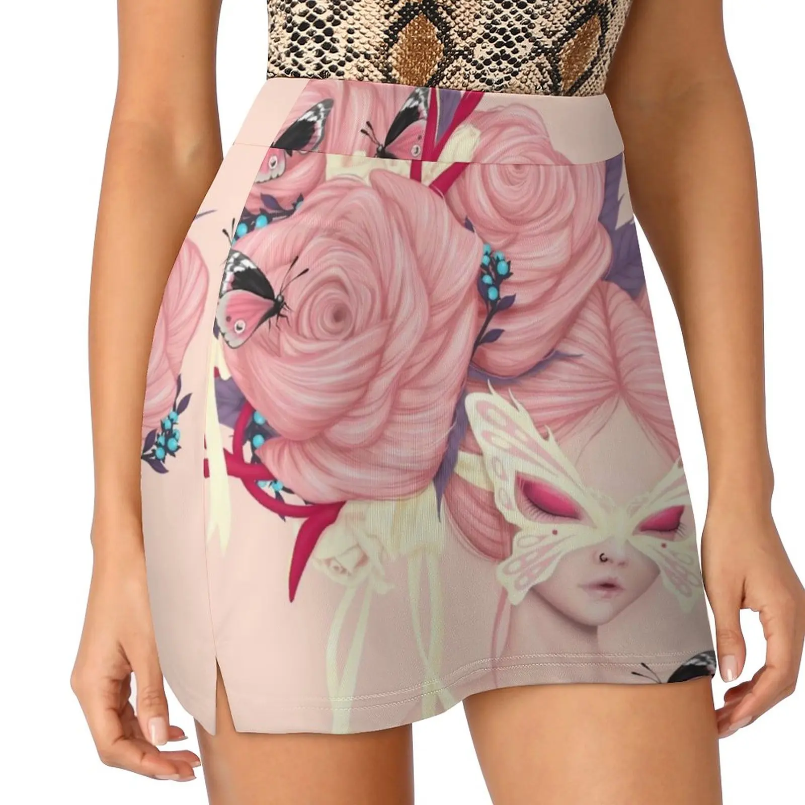 Fairy Rose Women's skirt With Hide Pocket Tennis Skirt Golf Skirts Badminton Skirts Running skirts Fairy Rose Pinkhair Pinkeye