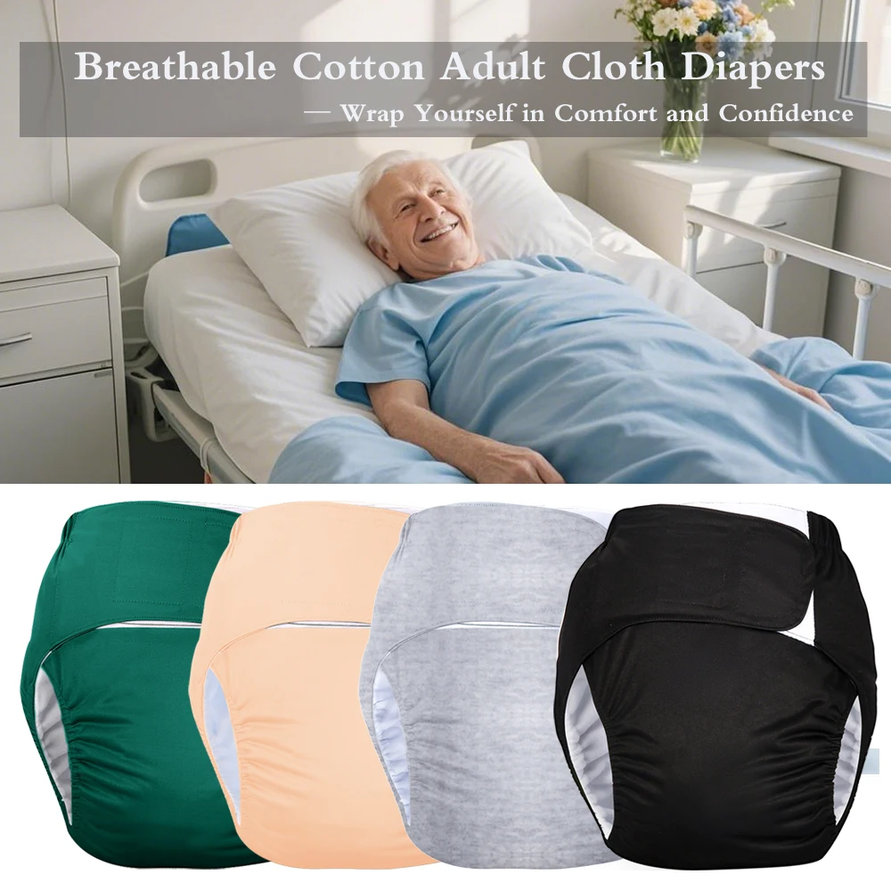 Adult Diaper Incontinence Pants Waterproof Washable Reusable Cloth Diaper Adjustable Pocket Diaper for Over 14 Years Old
