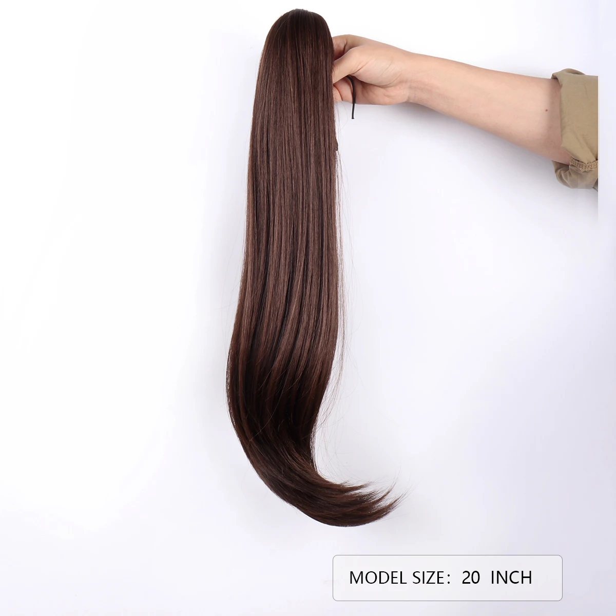 شعر مستعار اصطناعي مستقيم ، قطعة شعر إطالة ذيل الحصان ، شعر مستعار بني أومبير ، آلة كاملة الصنع ، نوعية جيدة ، 20 في ، 1 #3