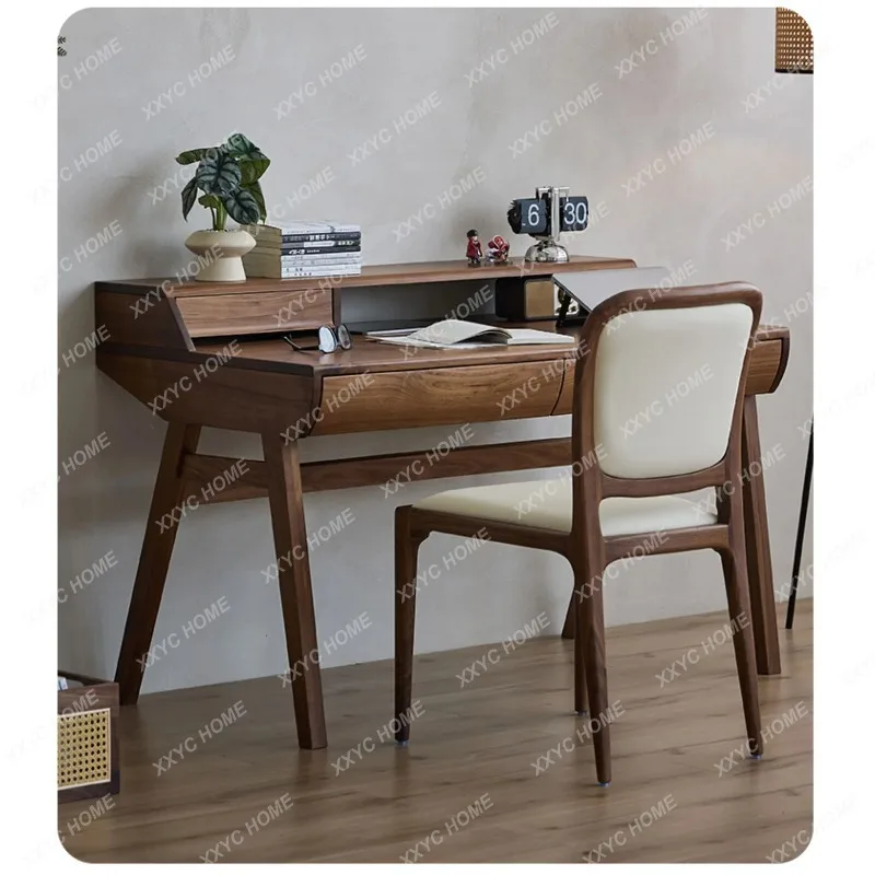 SSBlack walnut, solid wood writing desk,   Japanese minimalism