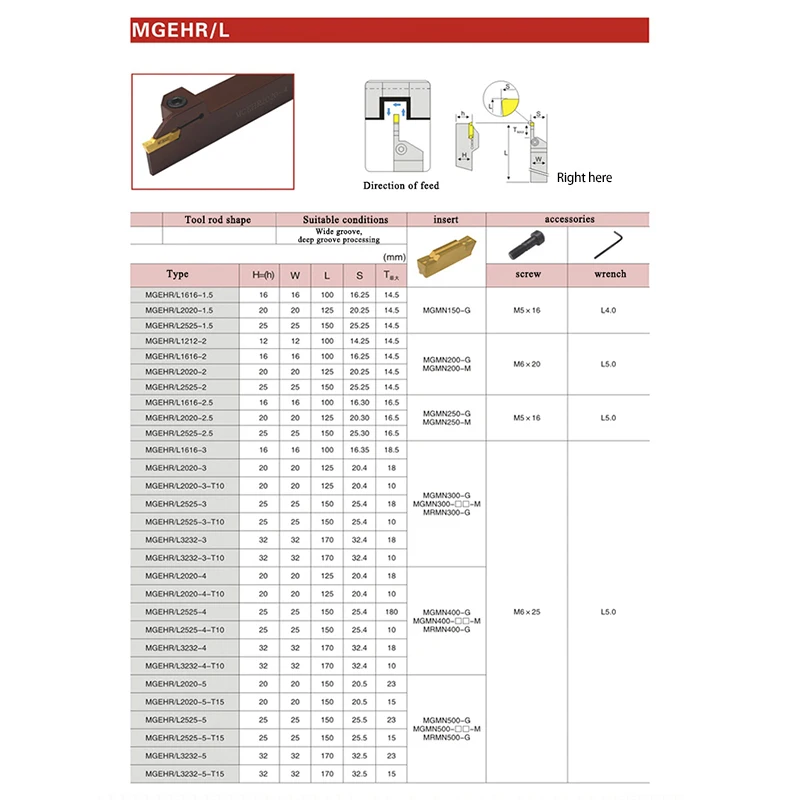 KaKarot portautensili per tornitura esterna MGEHR1616 MGEHR1616-1.5/2.5/3/4 inserti in metallo duro MGMN150 200 300 400 500 utensili da taglio per