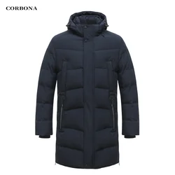 CORBONA 2023 NewArrival Winter Autumn Men Coat Long Style Jacket Male Navy Blue Garments Fashion Casual High-End Cotton Parka