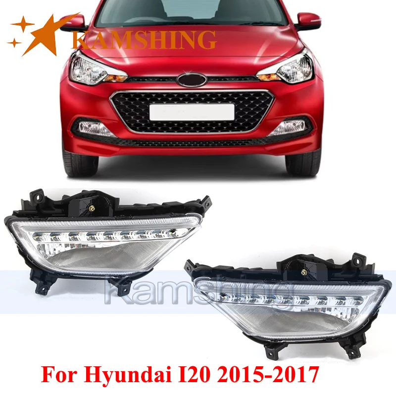 

CAPQX 1pair Daytime Running Light For Hyundai I20 2015-2017 Fog Lamp Foglight Turn Signal Light Driving Lamp