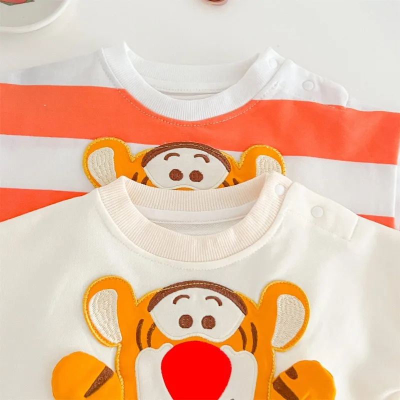 Trendy Tigger Shape Baby Autumn Jumpsuit 0-2 Years Old Male and Female Baby Sweatshirt Style Outing Crawler Cute Striped Tiger