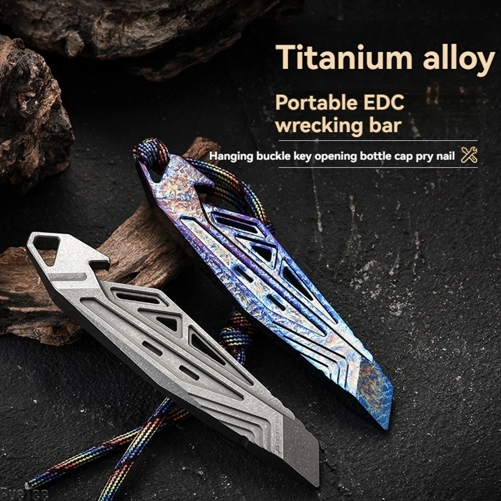 Multifunctional Bottle Opener Titanium Alloy mini Crowbar Flap Pocket Pants Tool Small Heavy-Duty Edc Keychain Pry Bar Daily