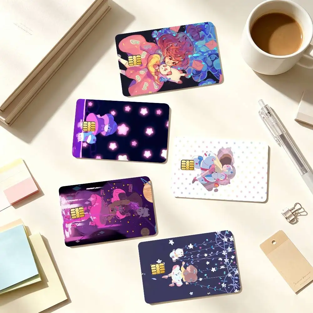Dreamy Cartoon Bee and PuppyCat Credit Card HD Stickers Game Card Decal Small Chip Waterproof Sticker Gift
