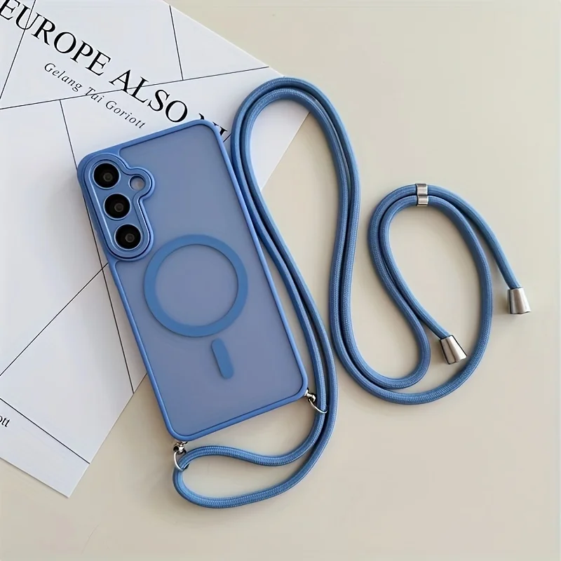 Crossbody Lanyard Magnetische Telefon Fall Für Samsung Galaxy S26 S25 Rand S24 FE S23 Ultra Plus Für Magsafe Harte PC Stoßfest Abdeckung