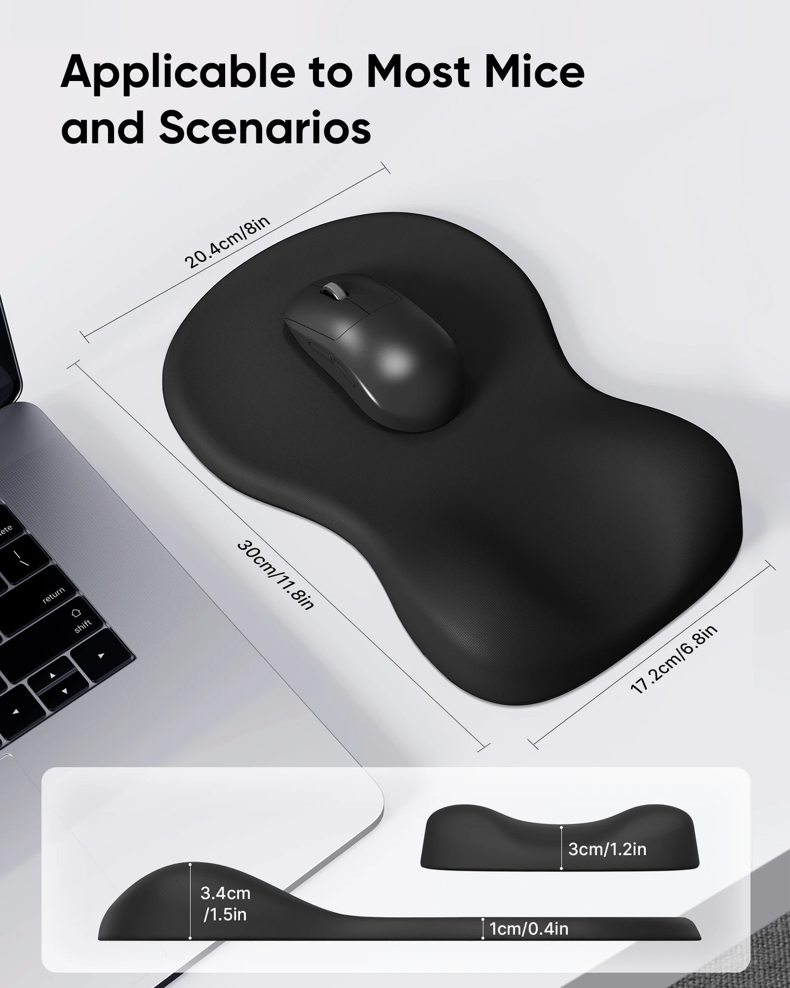 Ergonomic Mouse Pad Wrist Support,Pain Relief Mouse Pad with Wrist Rest,Entire Memory Foam Mouse Pad with Non-Slip PU Base