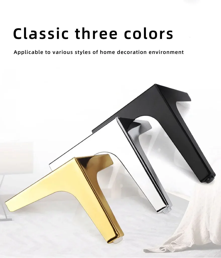 4pcs Metal Furniture Legs Black Gold Silver for Coffee Table Feet Sofa Chair Bathroom Cabinet Replacement Legs Hardware 10-17cm image 2