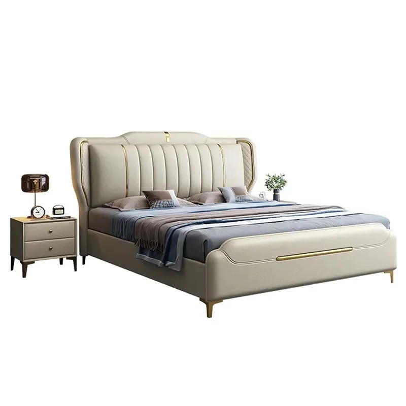 King Size Multifunctional Nordic Bed para Bedroom, Luxury Furniture, Double Bed, Modern Lounge Cama Matrimonio Furniture