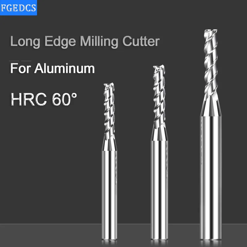 End Mill Aluminum Milling Cutter Edge Lengthened 3 Flute Metal Cutters 0.3 0.4 0.5 0.6mm 1.2 1.4 1.8mm  0.8mm CNC Tools Carbide