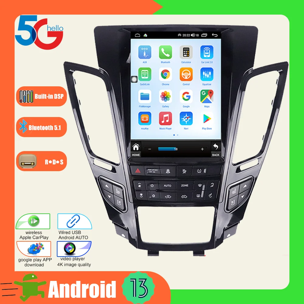 

Android 13.0 Screen For Cadillac CTS 2007 - 2014 Car Radio Player GPS Navi Auto Stereo Multimedia Video DSP Carplay 4G SIM