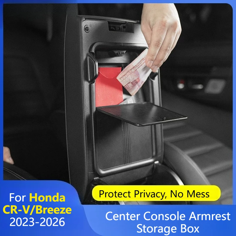 For Honda CR-V/Breeze 2023-2026 Center Console Armrest Storage Box Hidden Privacy Tray Precise Fit Anti Scratch Interior Parts