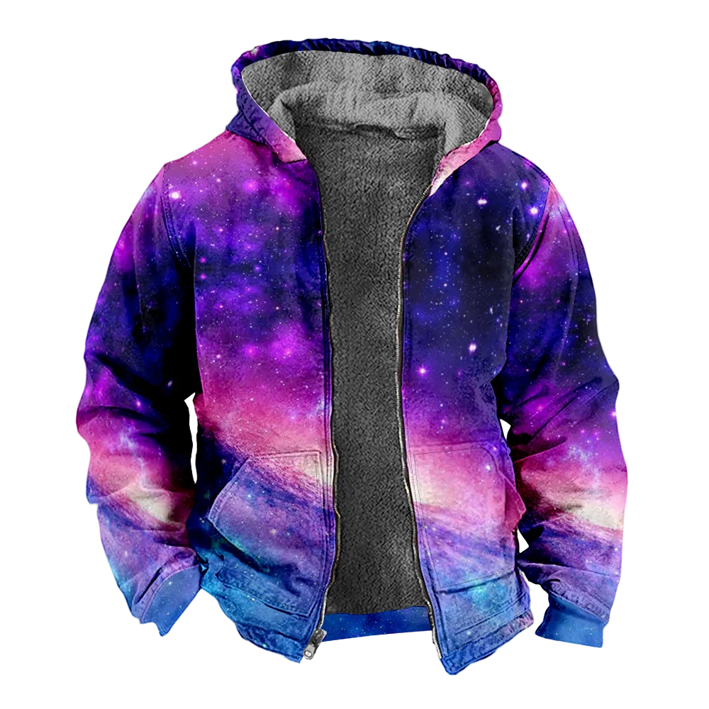 Men's Winter Jackets Coats,Starry sky Pattern Cotton Clothes Overcoat Durable Chinese Style Home