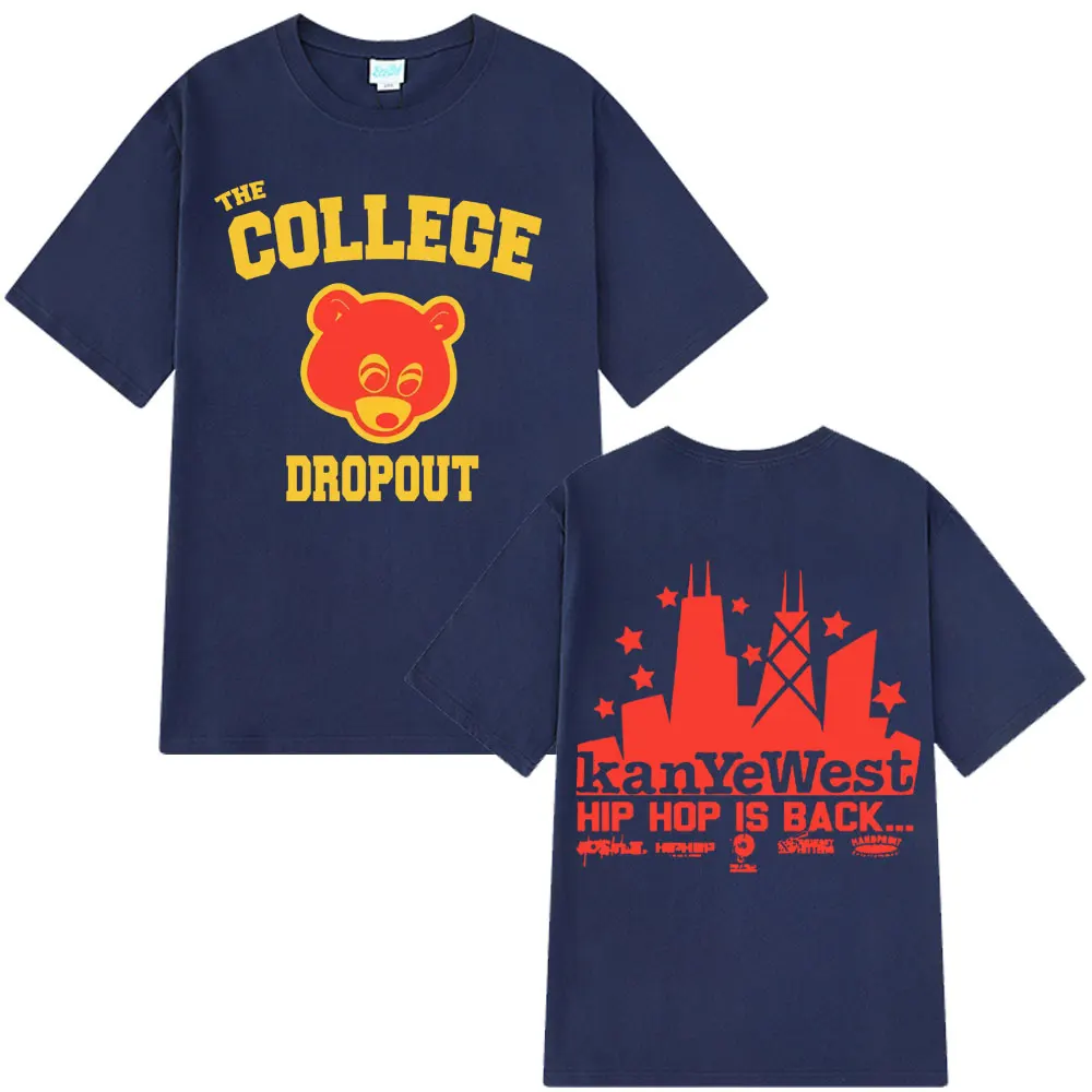 Kanye West College Dropout T Shirt Men Music Album Harajuku Print Man Short Sleeve T-shirts Casual Hip Hop Streetwear T-shirt