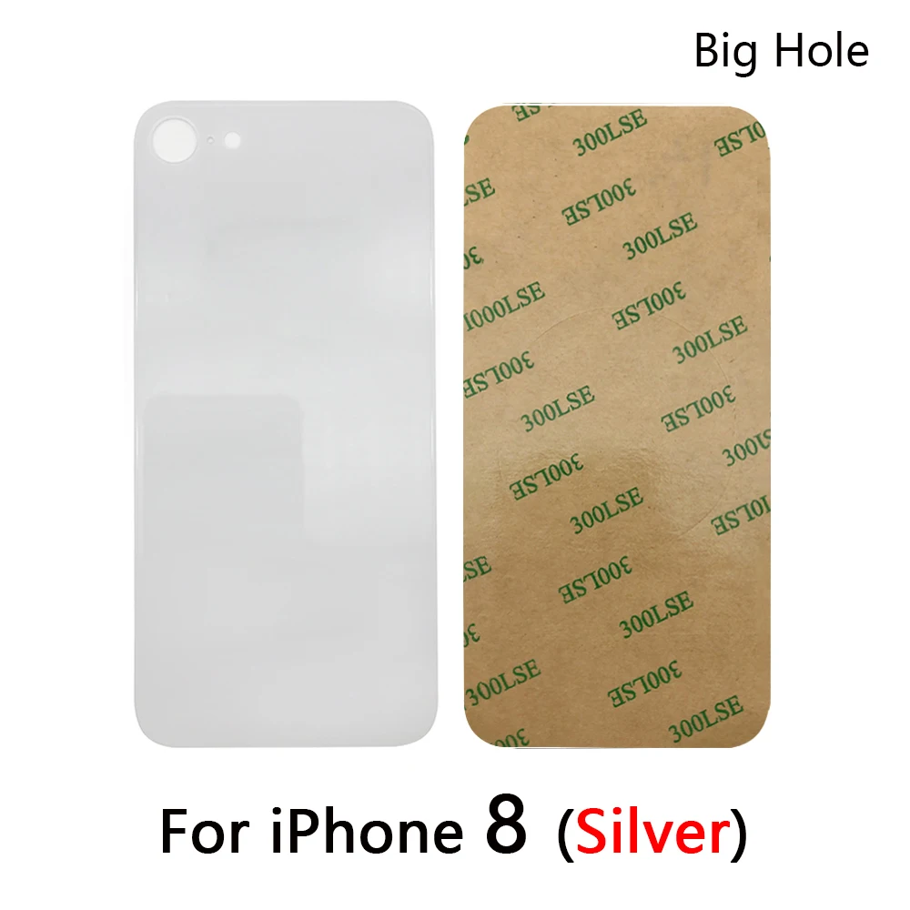 NEW Big Hole 8 8G Battery Back Cover Glass Rear Door Replacement Housing Case With STICKER Adhesive For iPhone 8 8G