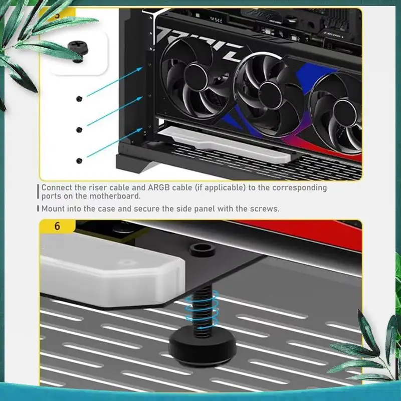(NOVO) Suporte de montagem GPU vertical com cabo riser PCI-E 4.0 X16 Kit de suporte para placa de vídeo ângulo reto de 90 graus