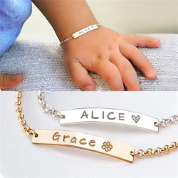 Customized Name Bracelets for Baby Personalized Silver Color Rectangle Nameplate Bracelet Christmas Gifts for Boys and Girls
