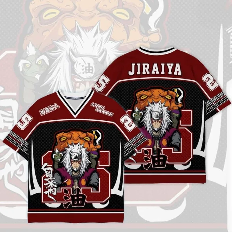 2026 New Naruto Myoboku Mountain Jiraiya Sage Mode Print Jersey T-Shirt Japanese Retro Trendy Brand Unisex Casual Sports Top