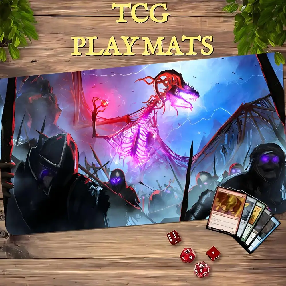 Purple Flame Mage Girl Large MTG Playmat TCG Battle Mat Anti-Slip Durable Stitched Edge Commander tapete magic mtg