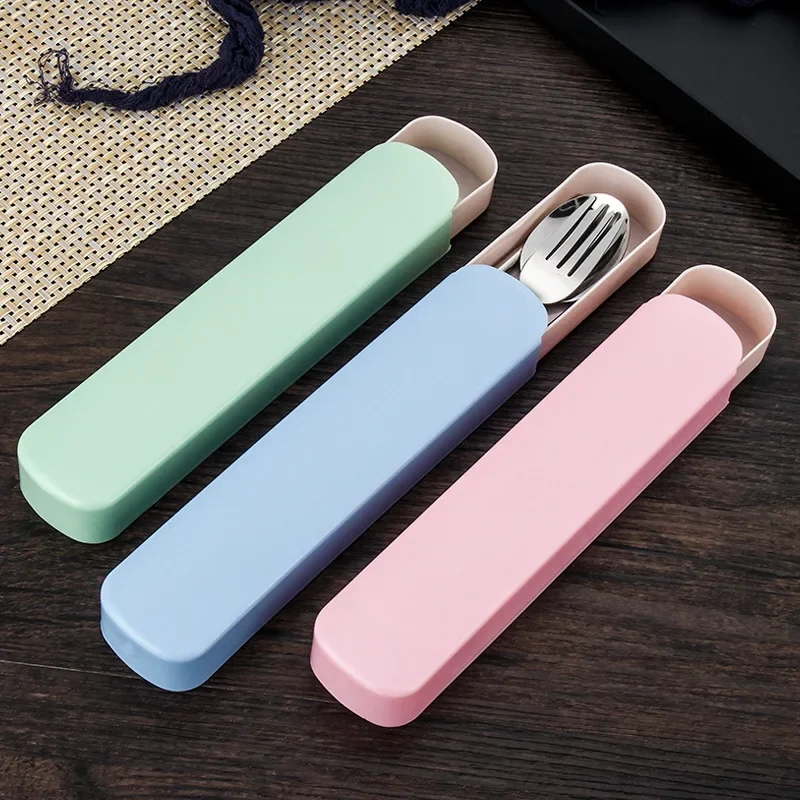 Stainless Steel Tableware, 3/2pcs Set, Outdoor Travel Smiley Face Spoon Fork Chopsticks, Creative Cute Gift Student Portable Set