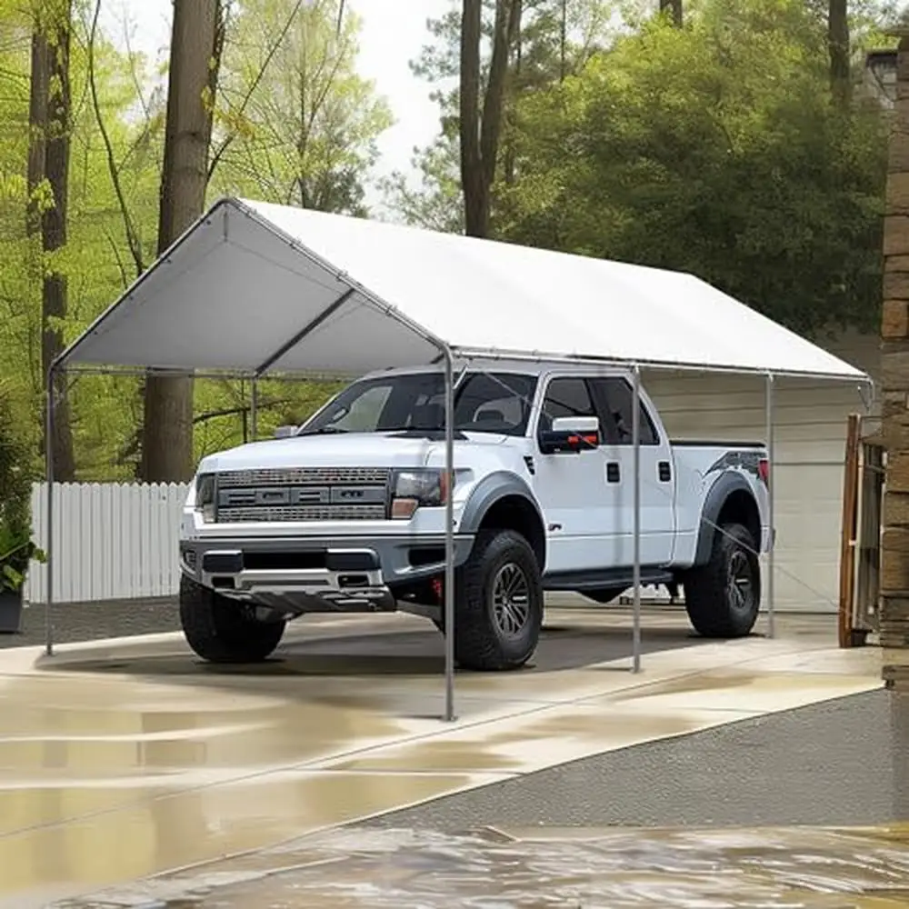 Heavy Duty 12'x 20' Carport Canopy with Steel Frame & Waterproof All-Season Tarp Portable Garage Car & Truck Sturdy Galvanized