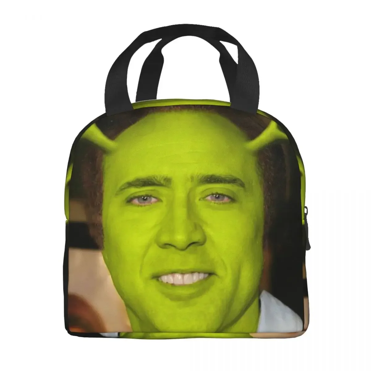 Nicolas Cage Shrek Insulated Lunch Bags for Camping Travel Waterproof Cooler Thermal Lunch Box Women Children