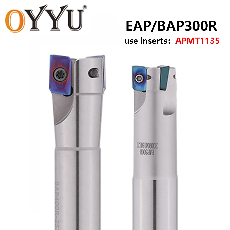 

OYYU EAP300R BAP CNC Right Angle Milling Cutter Shank Holder Tools 300R-C10-10-100-1T 12 14 15 16 Carbide Inserts APMT1135 APMT