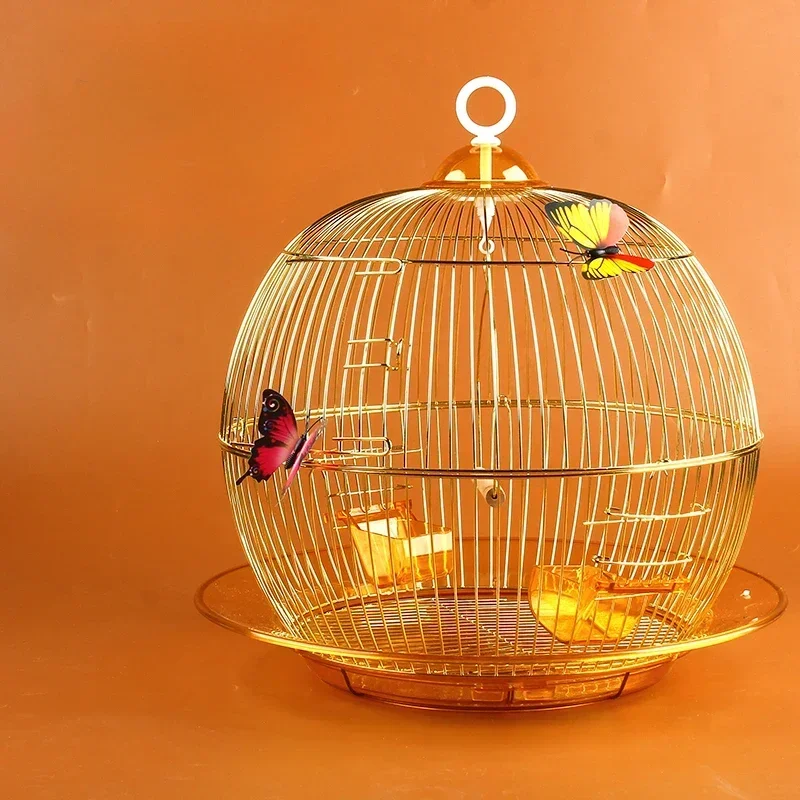 

z Parrot Bird Mesh Cage Light Luxury Gold Small Round Decorative Parrot Nest Ornamental Outdoor Bird House for Avian Enthusiast