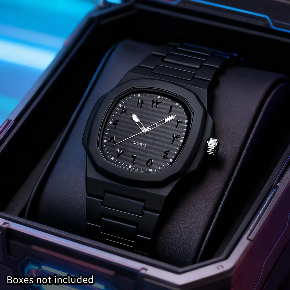 1 piece men's gift watch classic casual Arabic numeral scale dial trendy versatile quartz wristwatch