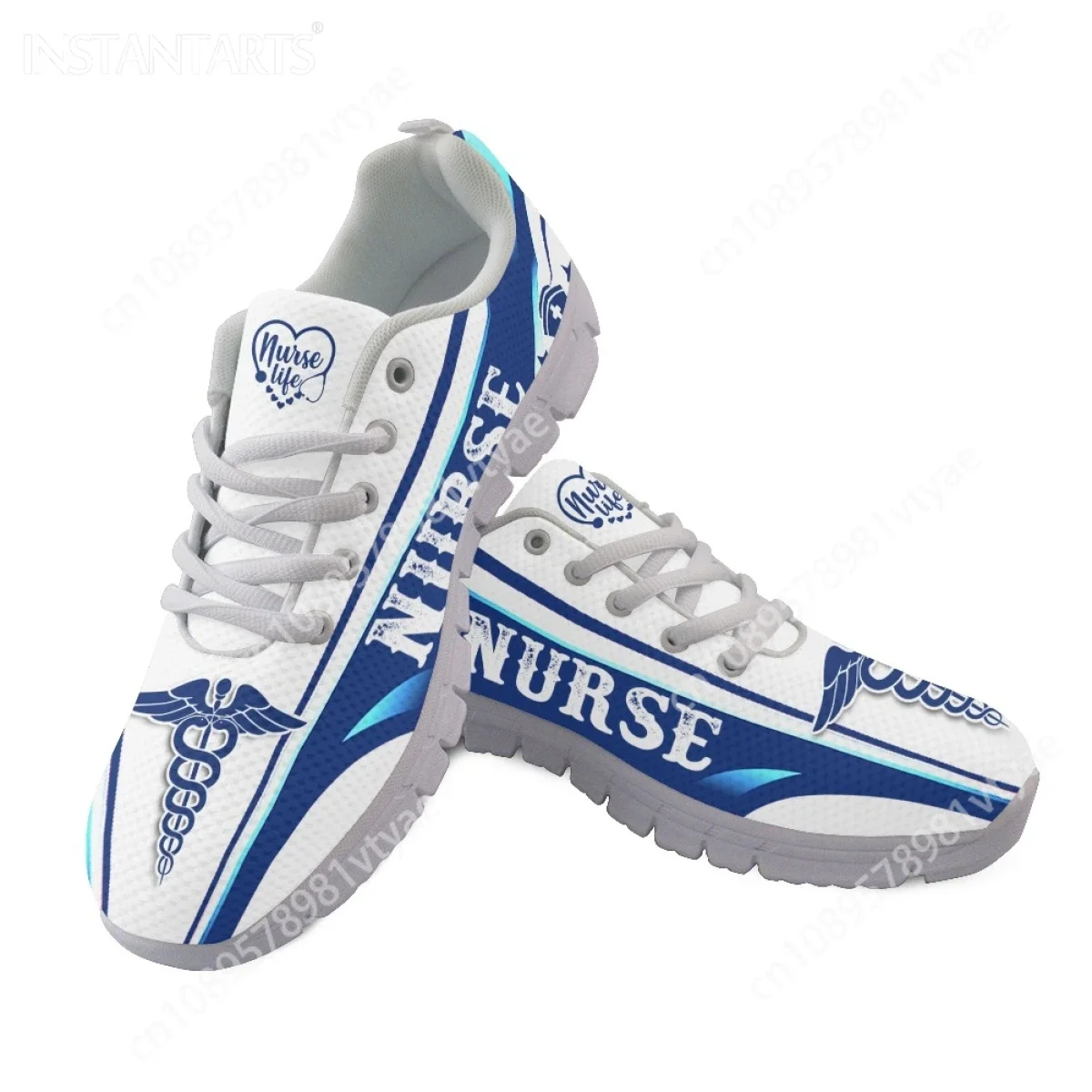 Custom Made Mesh Nurse Design Sneakers Lightweight Women Flat Shoes Mesh Paramedic Heartbeat EMT EMS Print Female Walk Footwear