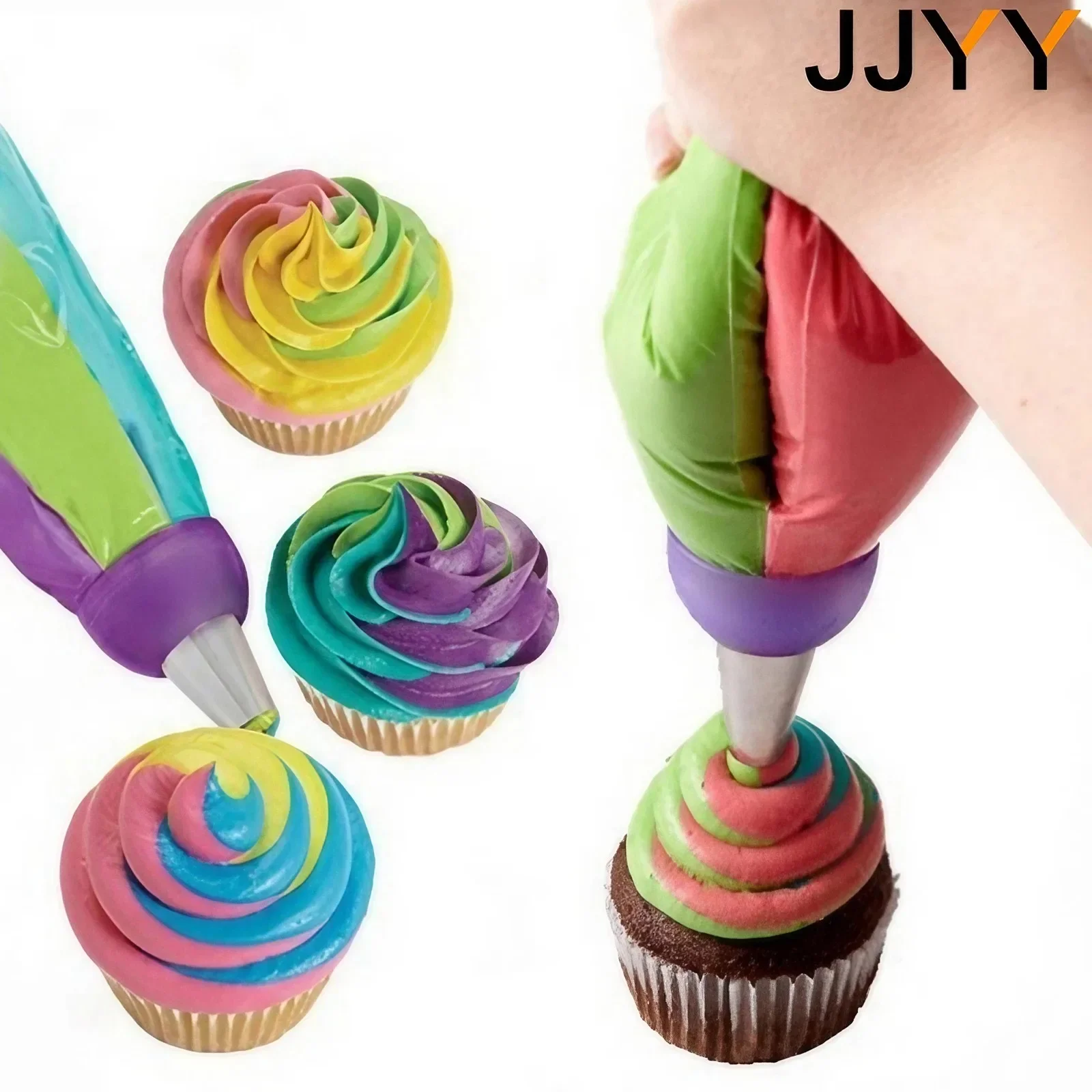 JJYY 3 Holes Cake Decoration Converter Mix 3 Colors Icing Piping Nozzle Converter Cream Decorated Mouth Converter