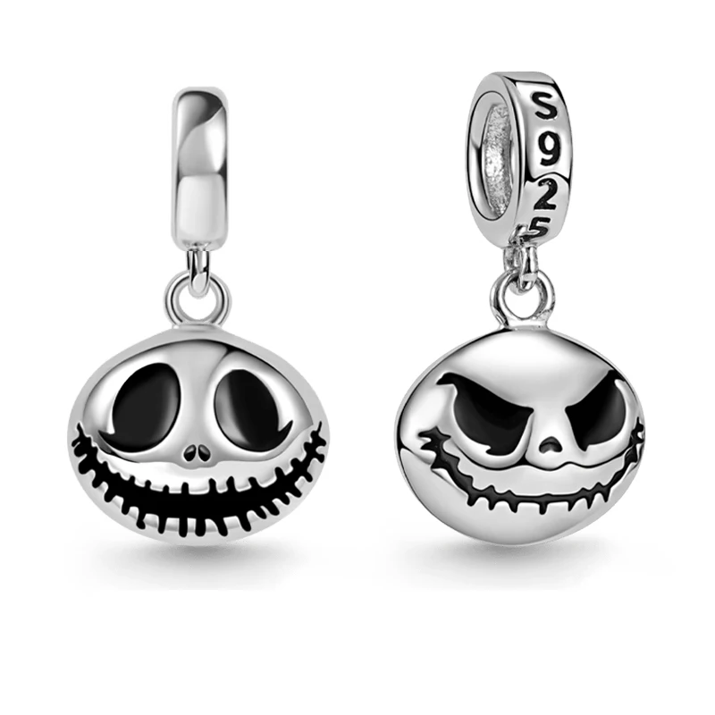 Breloque squelette en argent 925, chaîne de sécurité, pendentif Halloween pâques, adapté au Bracelet Pandora Original, cadeau Dangle pour femmes, bricolage