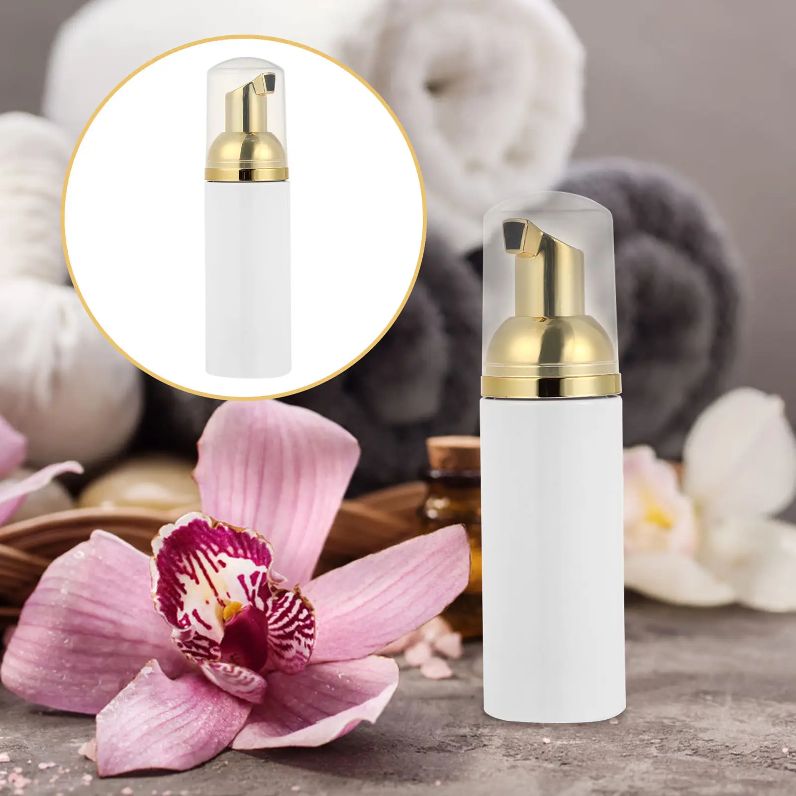 

6Pcs Foam Pump Bottle Refillable Reusable Eco Friendly Portable Makeup Shampoo Lotion Dispenser with Extra Long Straw for Liquid
