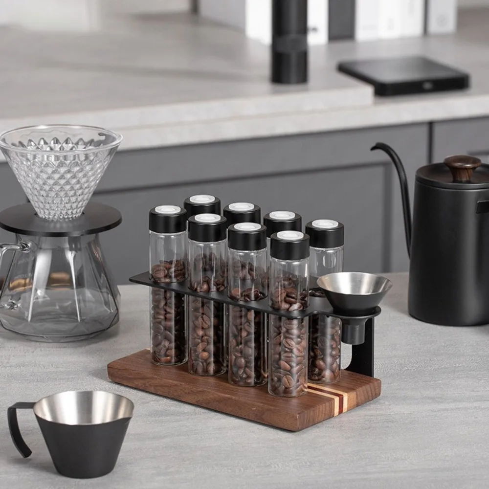 

Coffee Beans Storage Container 8 Tubes with One-way Exhaust Valve Tea Storage Glass Tubes for Home Cafe Coffee Accessories