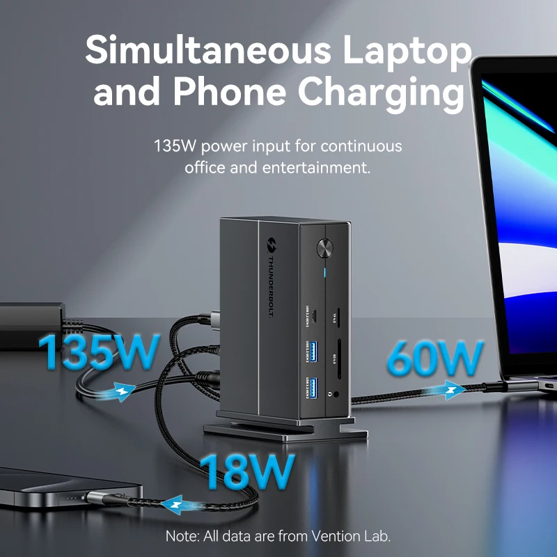 Imagem -04 - Vention-thunderbolt Docking Station Hub Usb c Hub Usb Multifuncional 14 Portas 8k @ 30hz Acessórios para Laptop para Macbook Pro