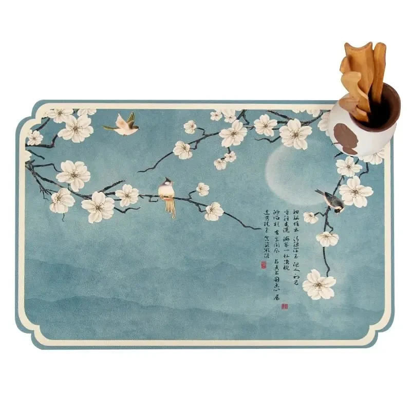 30x45cm neo Chinese Zen style place mat anti-scalding faux leather heat-insulating pads tea mats cup coasters pvc table mat