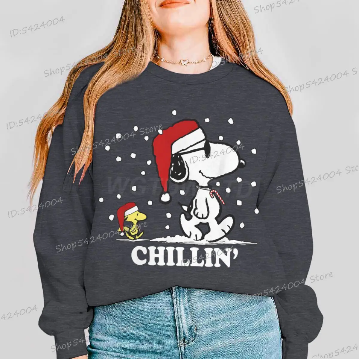 متعة عيد الميلاد الكلب Chillin البلوز أزياء النساء الرجال عيد ميلاد سعيد طويلة الأكمام البلوز زوجين السنة الجديدة الكرتون بلوزات #4