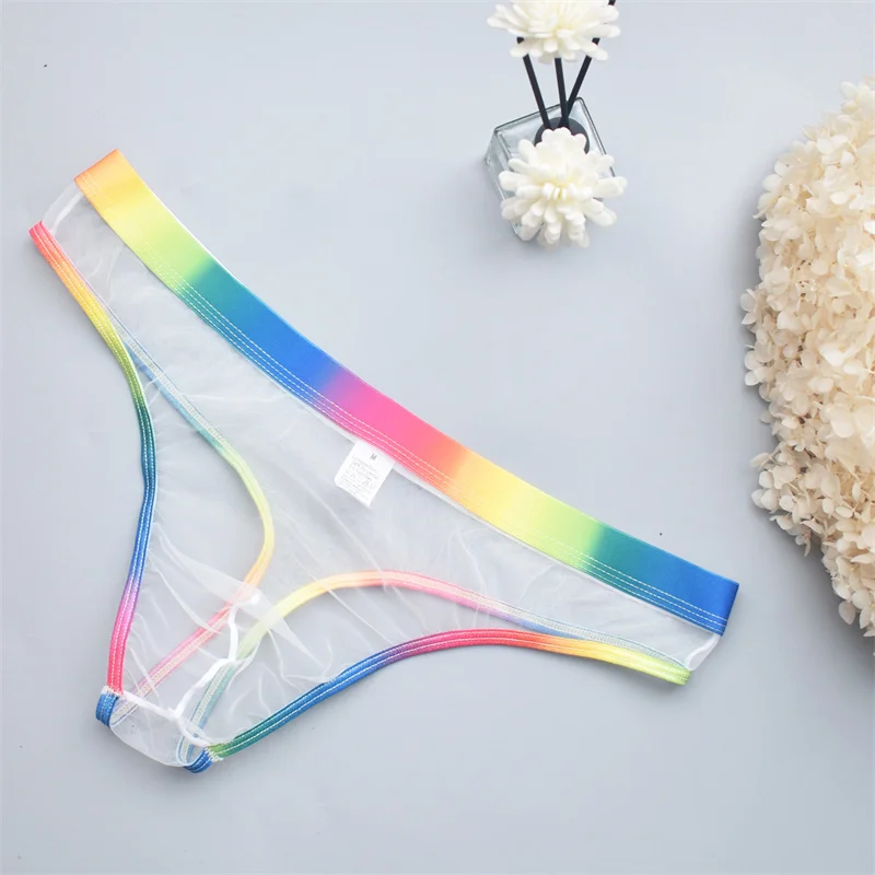 6PCS Men Underwear Thongs T-Back Sexy Perspective Jockstrap Underpants Mesh Micro String Transparent Mens Lingerie Sissy Panties