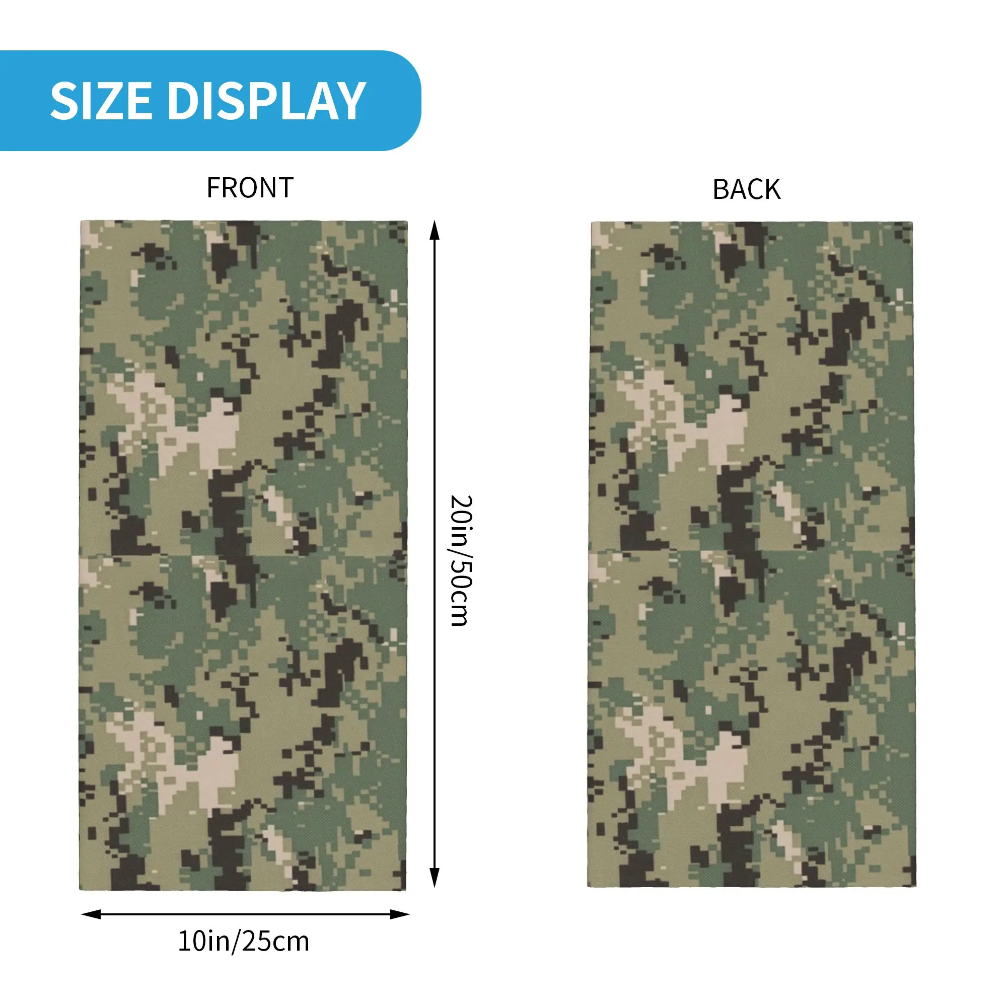 Green Digital Camo Camouflage Bandana Neck Gaiter for Ski Camping Men Women Wrap Scarf  Headband Warmer Face Scarf Cover