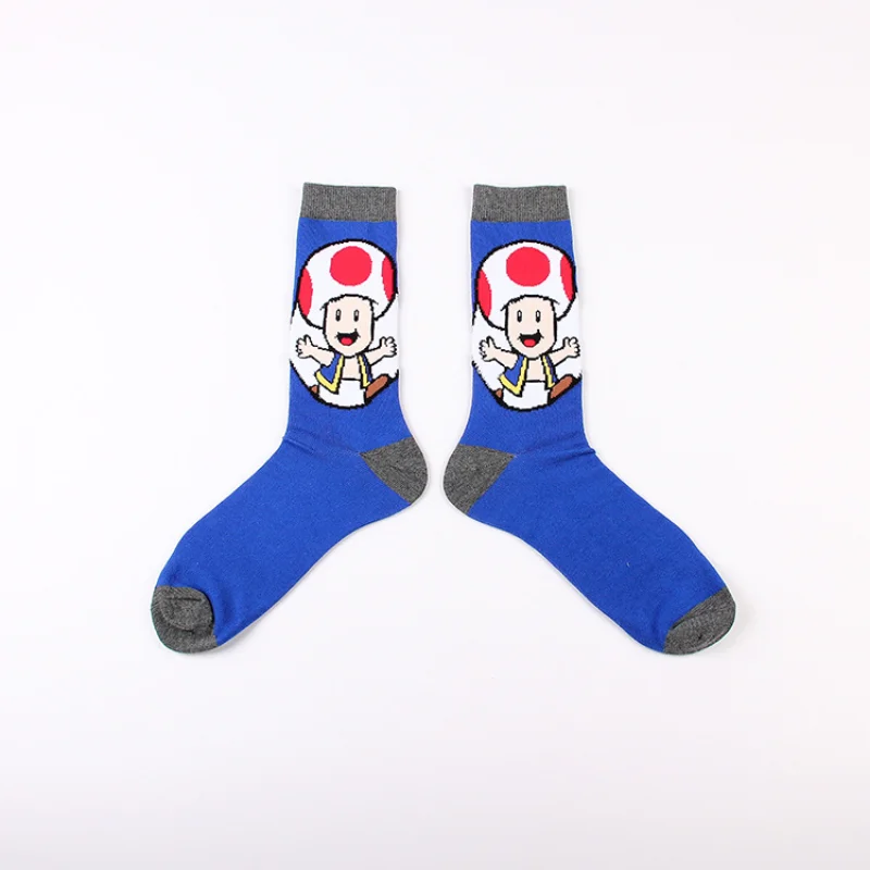 Super Mario Bros Cartoon Socks Anime Figure Yoshi Luigi Bowser Mid-tube Sports Socks Combed Cotton Adult Socks Birthday Gifts