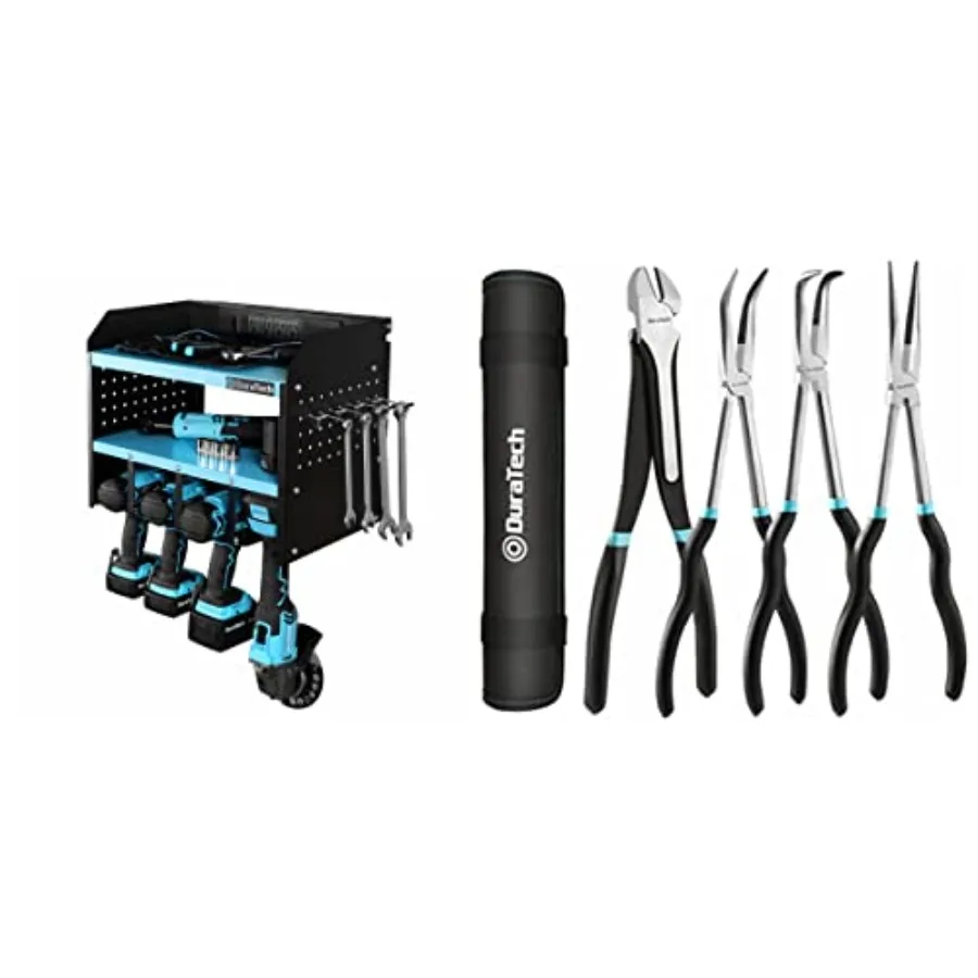 

4 PCS Extra Long Needle Nose Pliers Set with DURATECH Power Tool Organizer