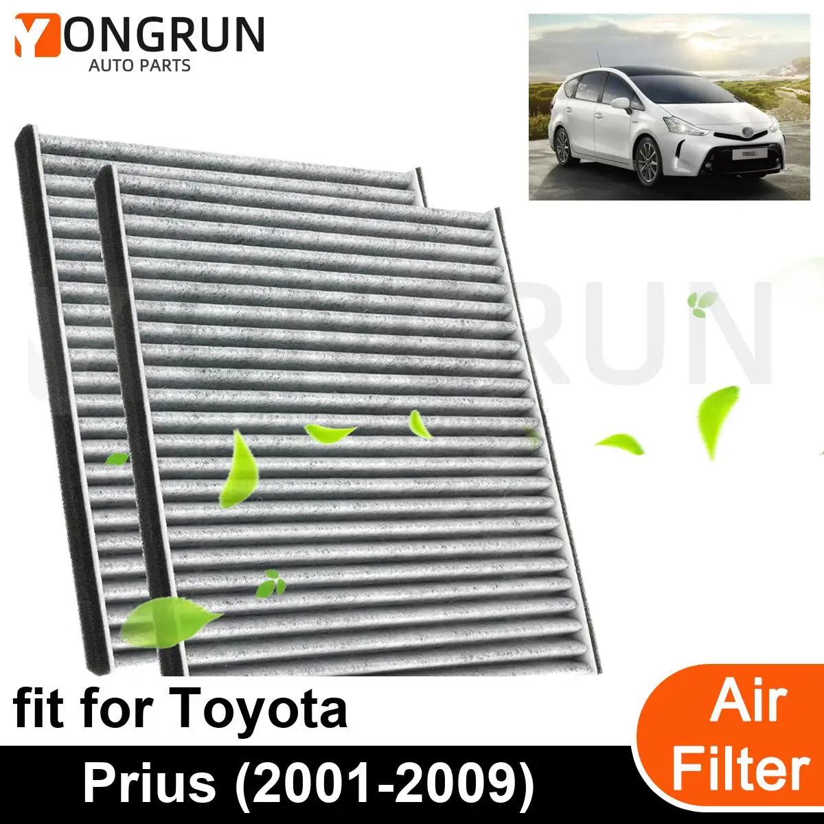 2 шт., автомобильный воздушный фильтр для двигателя 2001-2009 Toyota Prius, автомобильные аксессуары OEM CF9846A 63210-AG000 63210-AG001